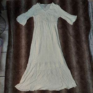 Knox Rose White Swiss Dot Boho Maxi Dress Medium